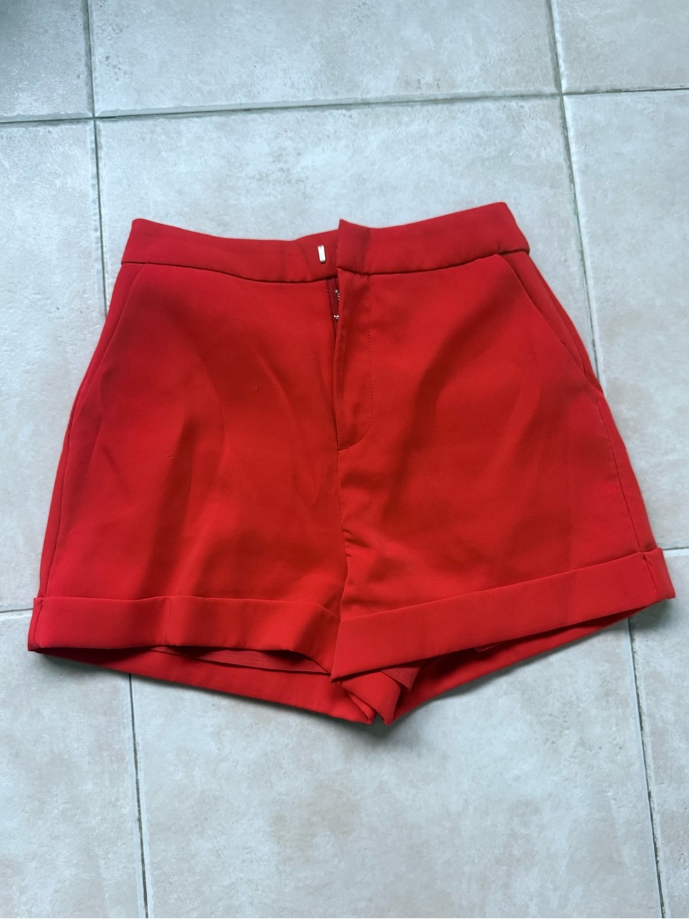 Red High-Waist Tailored Women's Shorts & Blazer